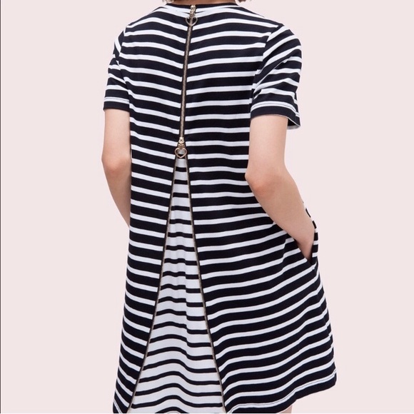 kate spade Dresses & Skirts - Kate Spade Black&White Stripe Zipper T-Shirt Dress